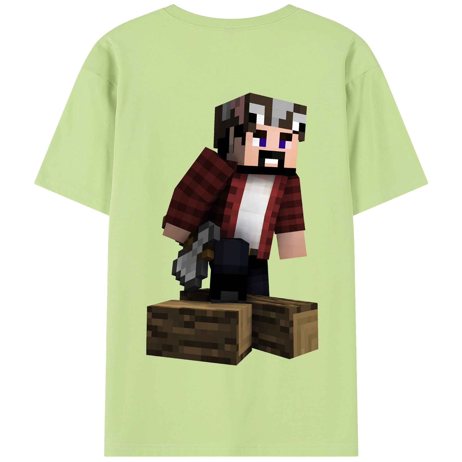 （画像用） マインクラフト ブロックの世界 Minecraft MC Block world 綿100％半袖Tシャツ（背面プリント）